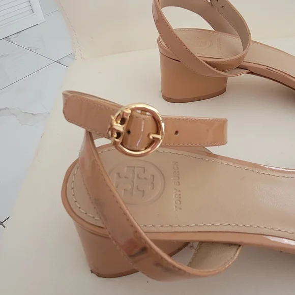 Tory Burch Nude Block Heel Sandals Strap Sandal 7 1/2M - Picture 6 of 16
